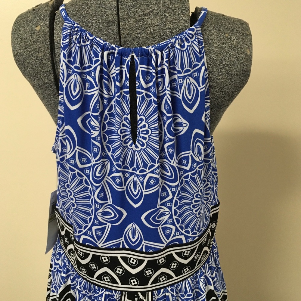 🎉HP🎉New 14P Blue & Black Dress London Times 14 Petite - Picture 4 of 5